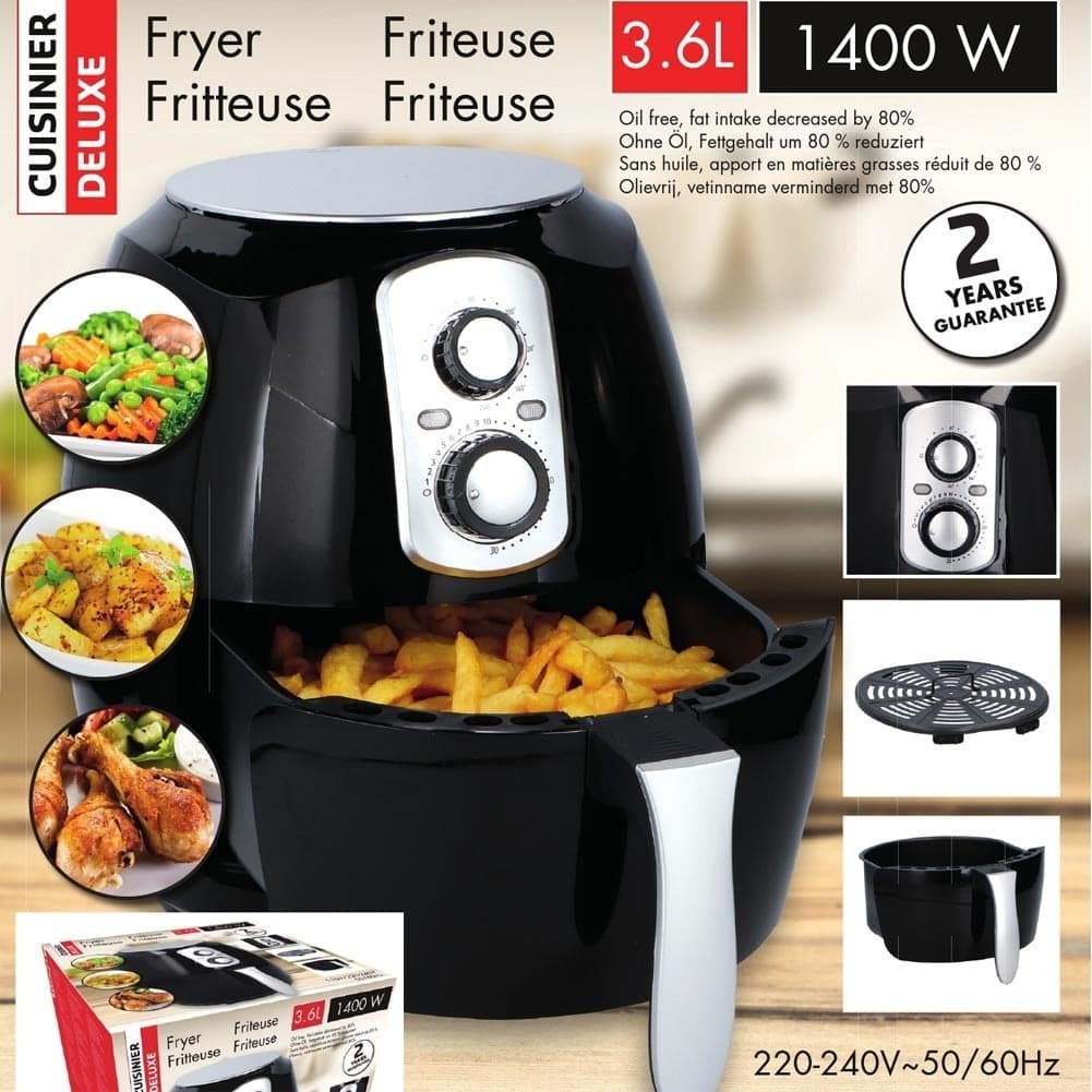 FRIGGITRICE AD ARIA CALDA SENZA OLIO AIRFRYER 3.6 LT FRIGGE CUOCE ARROSTO 1400W - 4