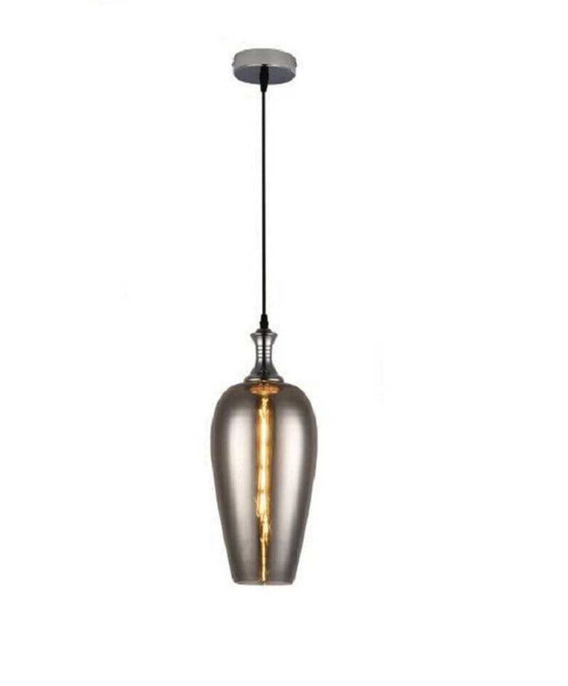 LAMPADARIO DA SOFFITTO IN VETRO AMBRATO LAMPADA A SOSPENSIONE OVALE E27 A36-06 - 2