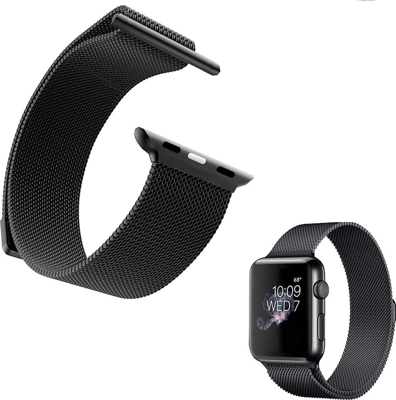 CINTURINO NERO 42MM MAGLIA MILANESE IWATCH SERIE 3/2/1 CHIUSURA MAGNETICA