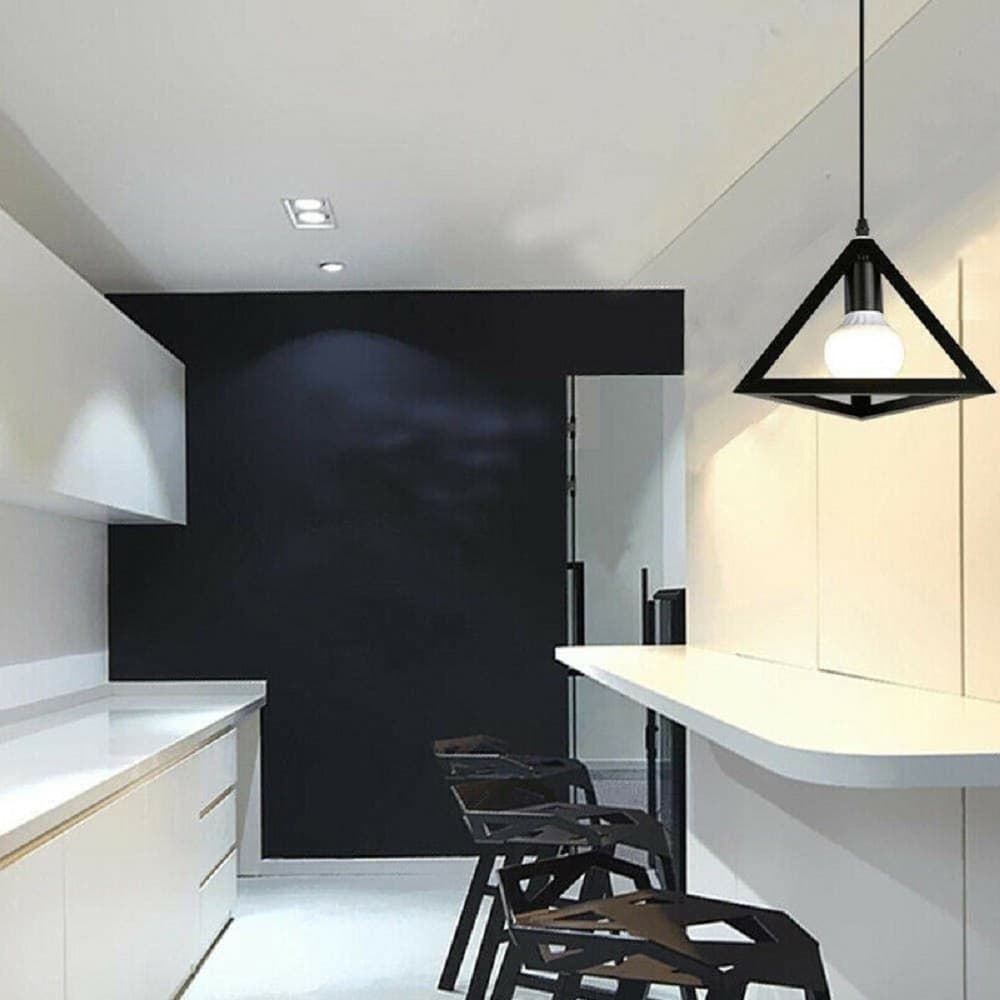 LAMPADARIO DA SOFFITTO A SOSPENSIONE FORMA DI TRIANGOLO 3D PORTALAMPADA E27 A35 - 4