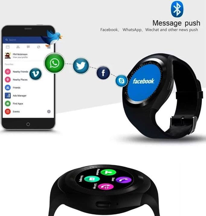 SMART WATCH Y1 1,2 POLLICI BLUETOOTH ANDROID IOS CON SLOT SIM CARD E MICRO SD - 2