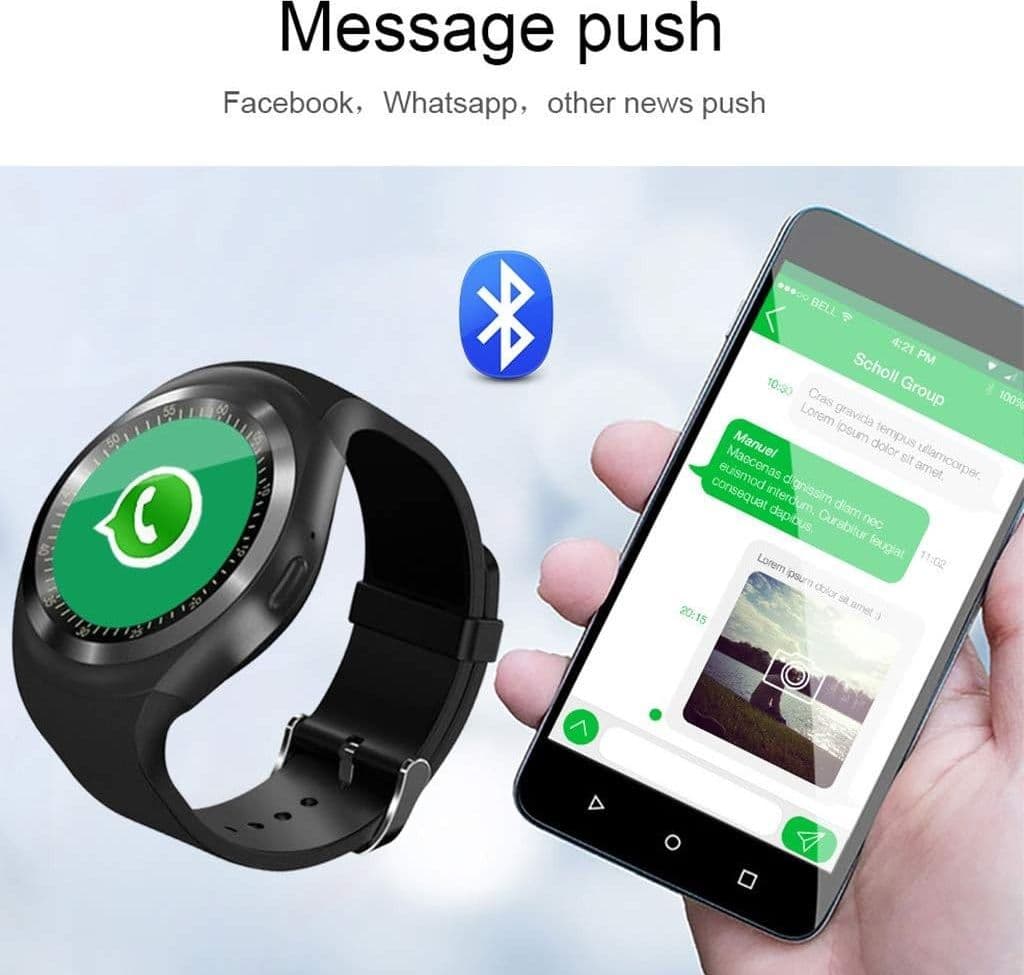 SMART WATCH Y1 1,2 POLLICI BLUETOOTH ANDROID IOS CON SLOT SIM CARD E MICRO SD - 7
