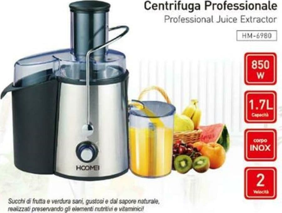 CENTRIFUGA ESTRATTORE DI SUCCO FRUTTA VERDURA 850 WATT 1,7 LT HOOMEI HM-6980