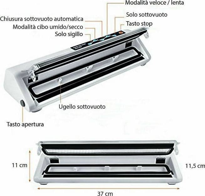 MACCHINA PER SOTTOVUOTO ALIMENTI 30 CM CONFEZIONA CIBO CASA 110W VS6620 - 2