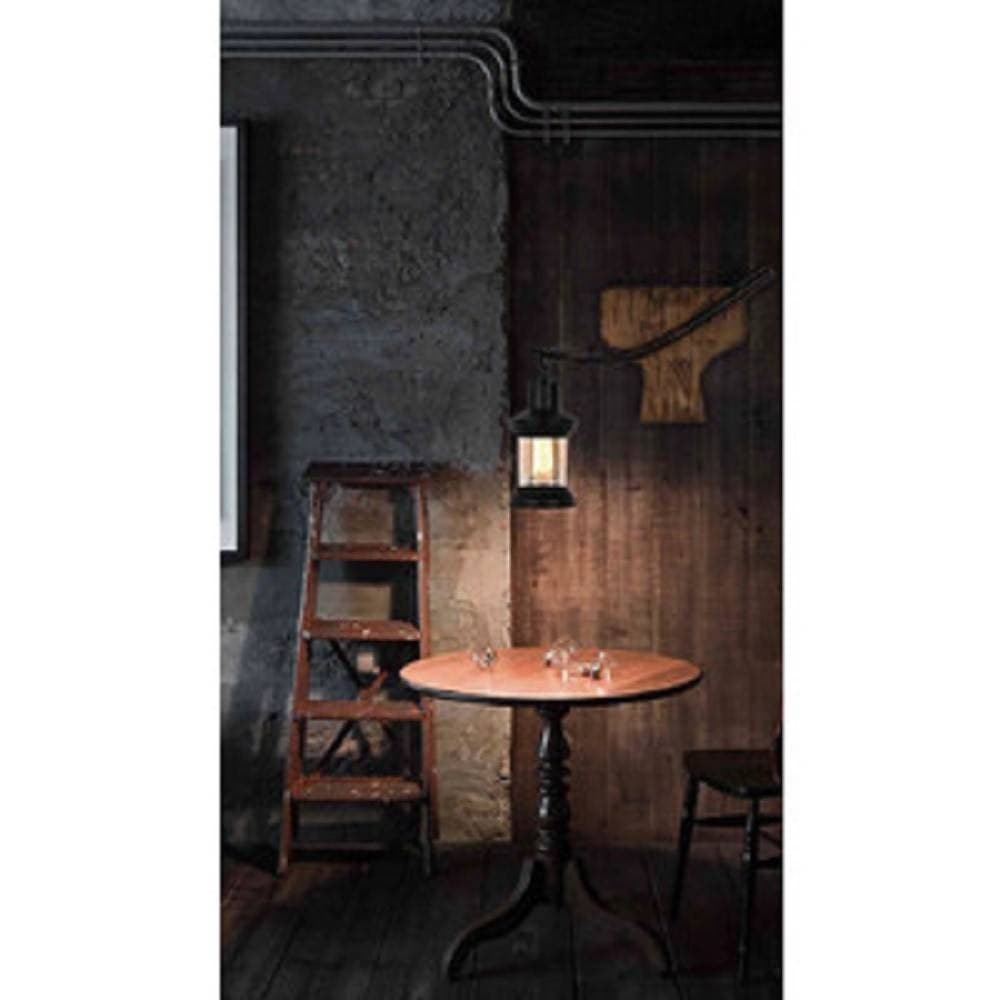APPLIQUE LANTERNA STILE INDUSTRIALE LAMPADA PARETE LEGNO COUNTRY E27 VINTAGE E55 - 2