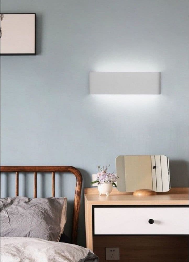 APPLIQUE MURO LED 15 W DOPPIA EMISSIONE DI LUCE BIANCO RETTANGOLARE MODERNO E57 – Bianco Freddo – lampada