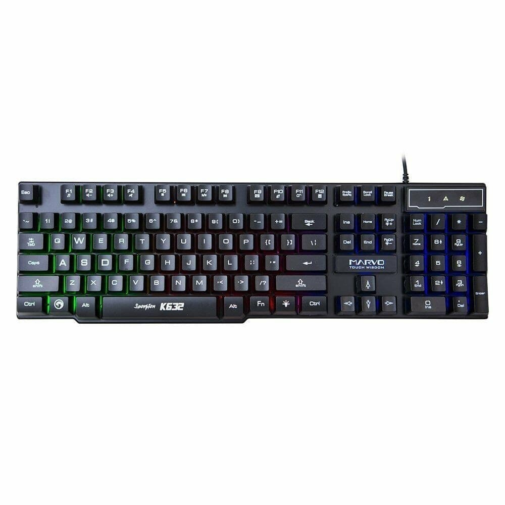 TASTIERA GAMING RETROILLUMINATA MARVO K632 USB PER PC LED ILLUMINATA VIDEOGAMES - 2