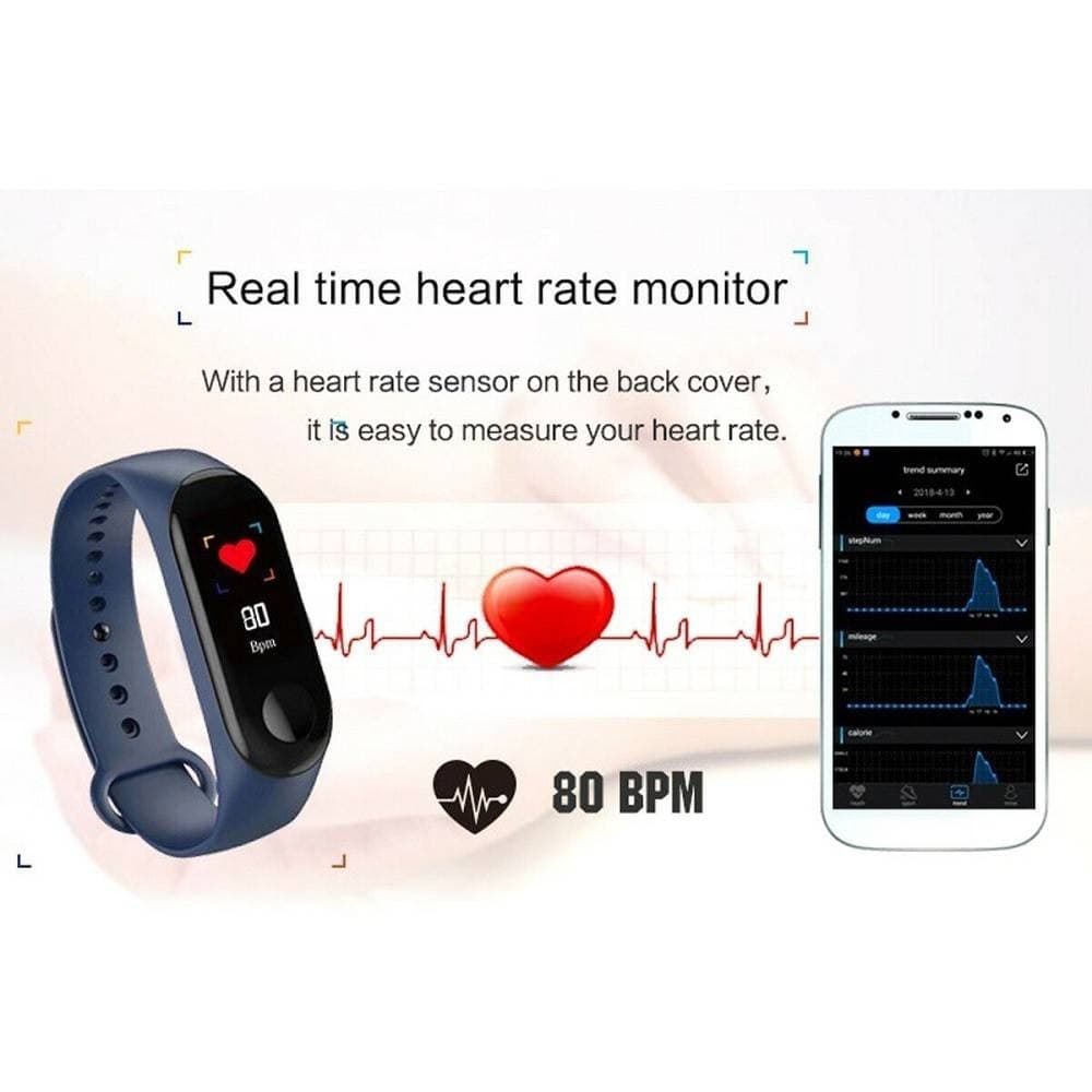 SMARTWATCH BRACCIALE OROLOGIO SMART BLUETOOTH CARDIOFREQUENZIMETRO OLED MI3 - 3