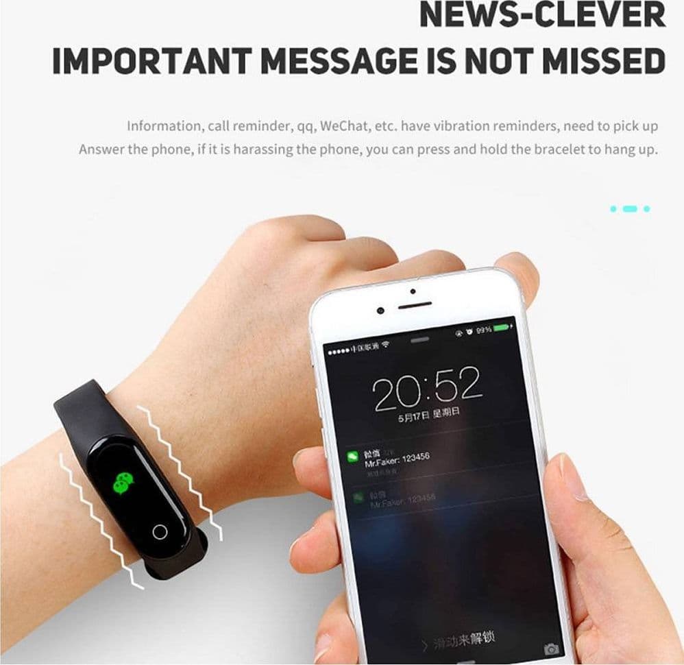 SMARTWATCH BRACCIALE OROLOGIO SMART BLUETOOTH CARDIOFREQUENZIMETRO OLED MI3 - 6
