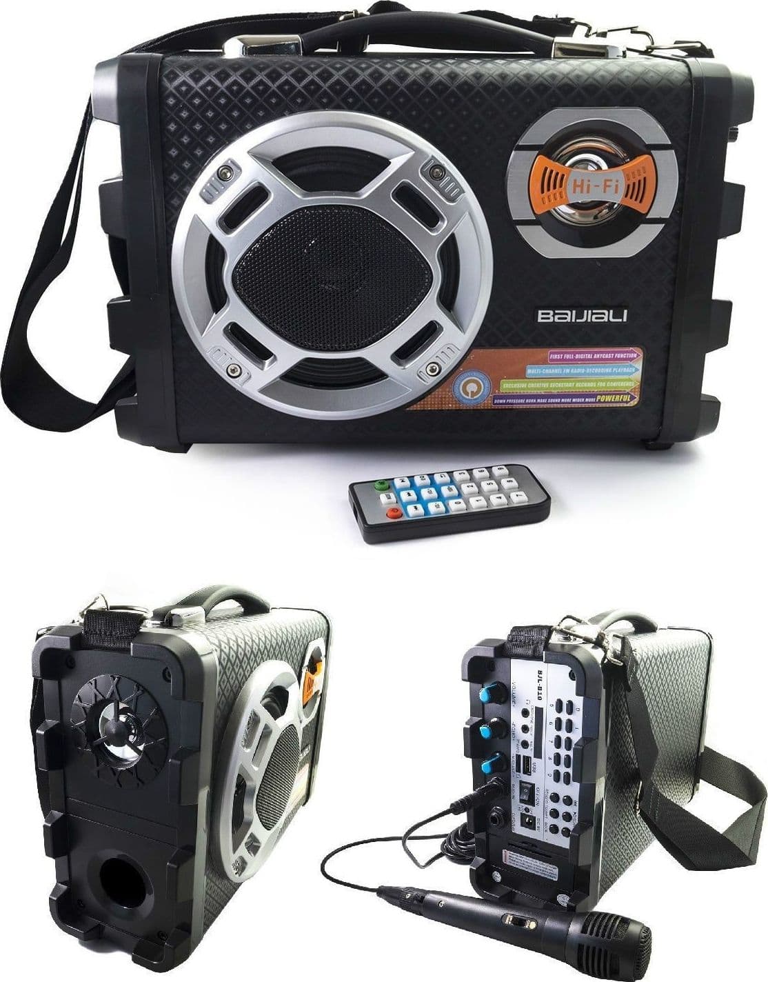 CASSA AMPLIFICATA RICARICABILE MP3 USB MICRO SD CON MICROFONO LINE IN CHITARRA