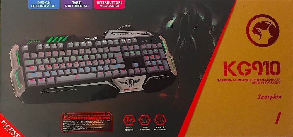 MARVO SCORPION KG910 TASTIERA GAMING RETROILLUMINATA PC USB MECCANICA POGGIAPOLSI - 2