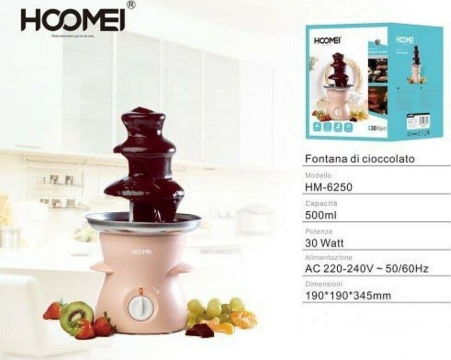 FONTANA DI CIOCCOLATO FUSO ELETTRICA CASCATA CIOCCOLATO 500ML 30W HOMEI HM-6250