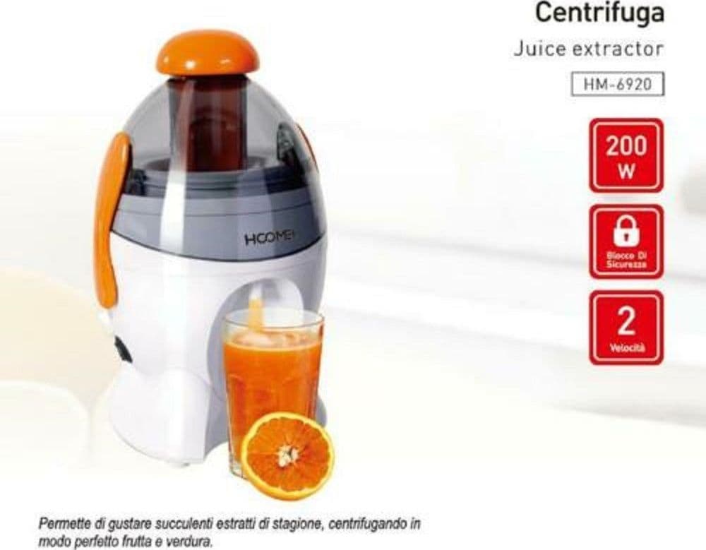 CENTRIFUGA ELETTRICA 200W 2L FRUTTA VERDURA SUCCHI HOOMEI HM-6940 FRULLATORE - 2