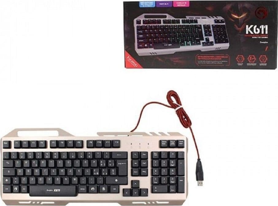 MARVO SCORPION K611 TASTIERA RETROILLUMINATA GAMING BASE DI METALLO CON LUCI LED