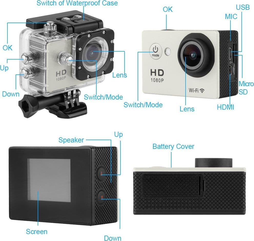 Pro Cam Sport WiFi Full HD 1080p Action Camera DV 12MP Videocamera Subacquea Y8 - 3
