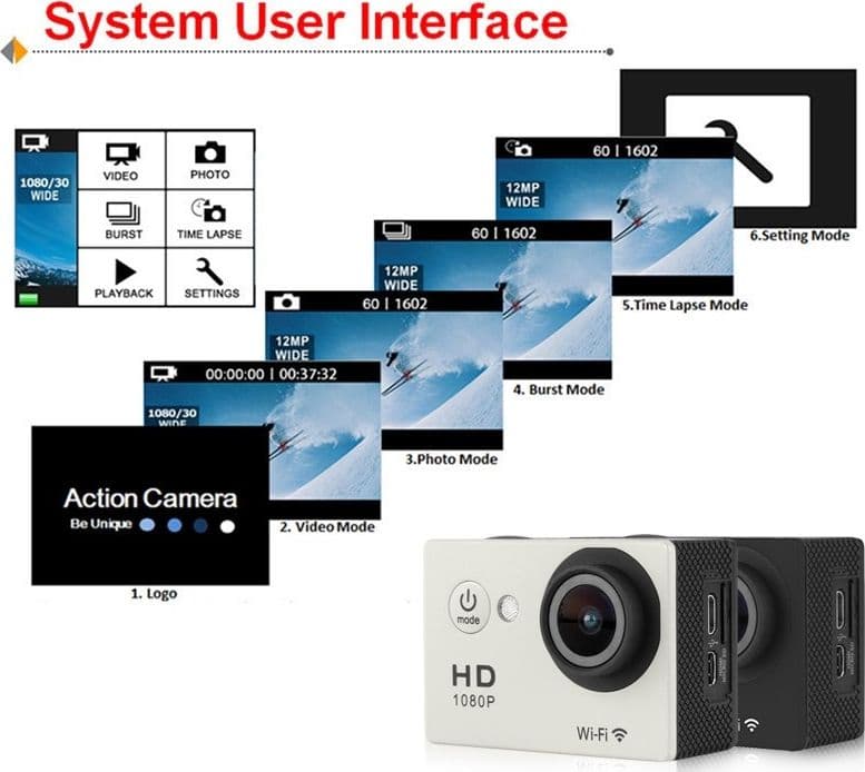Pro Cam Sport WiFi Full HD 1080p Action Camera DV 12MP Videocamera Subacquea Y8 - 4