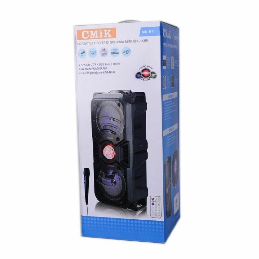 CASSA SPEAKER BLUETOOTH CON MICROFONO RADIO USB TF CARD ALTOPARLANTE LED MK-B11 - 5
