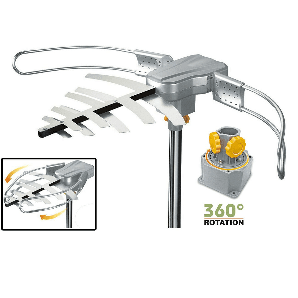 ANTENNA AMPLIFICATA INTERNI ESTERNO ROTANTE HDTV DVB-T DVB-T2 UHF VHF FULLHD - 2