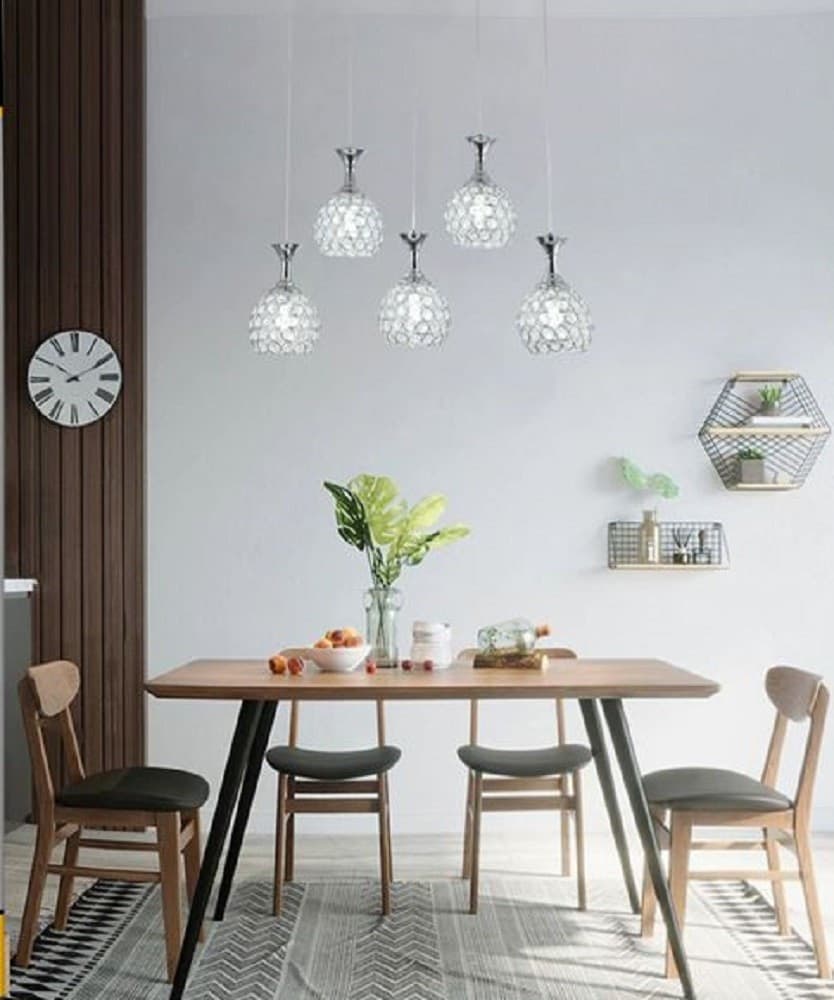 LAMPADARIO DA SOFFITTO A SOSPENSIONE PLAFONIERA SFERE CRISTALLI ATTACCO G9 B26 - 5