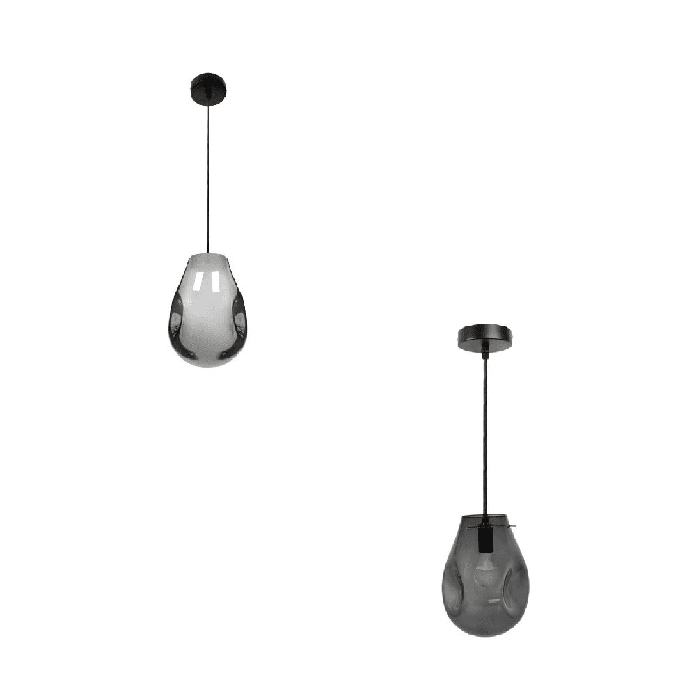 LAMPADA LAMPADARIO SOSPENSIONE E27 DROP IN VETRO ARGENTO GRIGIO SCURO IP20 LP