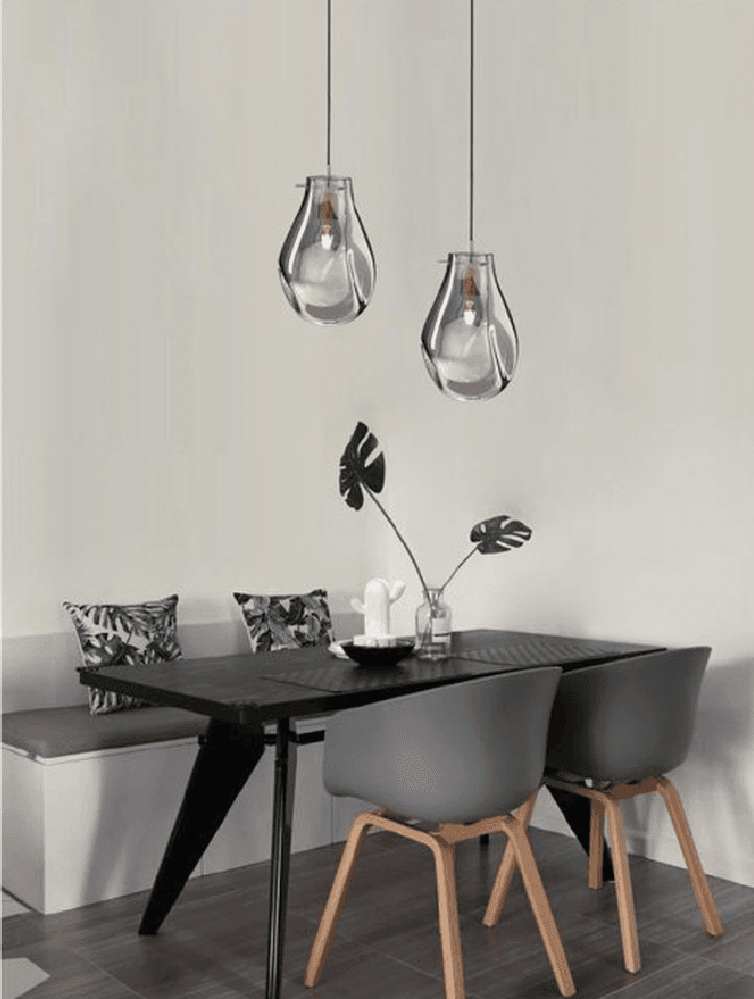 LAMPADA LAMPADARIO SOSPENSIONE E27 DROP IN VETRO ARGENTO GRIGIO SCURO IP20 LP - 2