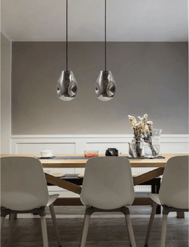 LAMPADA LAMPADARIO SOSPENSIONE E27 DROP IN VETRO ARGENTO GRIGIO SCURO IP20 LP - 3