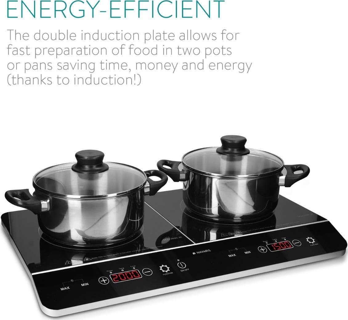 DOPPIA PIASTRA A INDUZIONE 3500W FORNELLO ELETTRICO CON DISPLAY DIGITALE E TIMER - 3