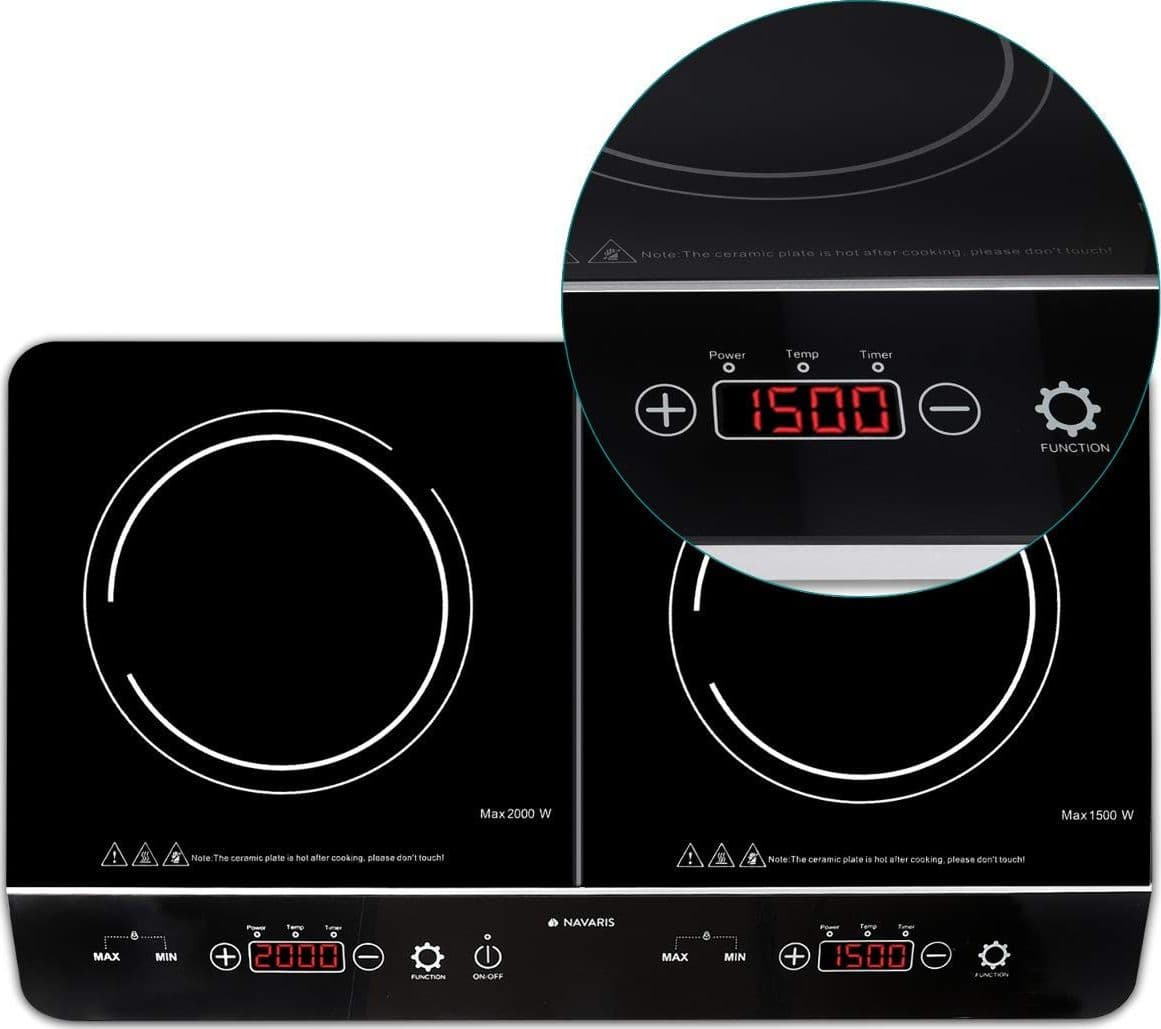 DOPPIA PIASTRA A INDUZIONE 3500W FORNELLO ELETTRICO CON DISPLAY DIGITALE E TIMER - 5