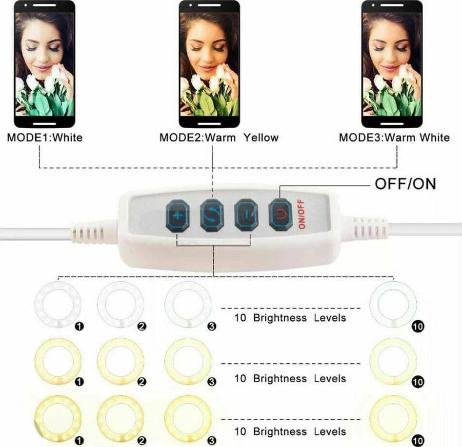 ANELLO LUMINOSO A LED PER SELFIE CON SUPPORTO CELLULARE MICROFONO CAMERA 16CM - 5