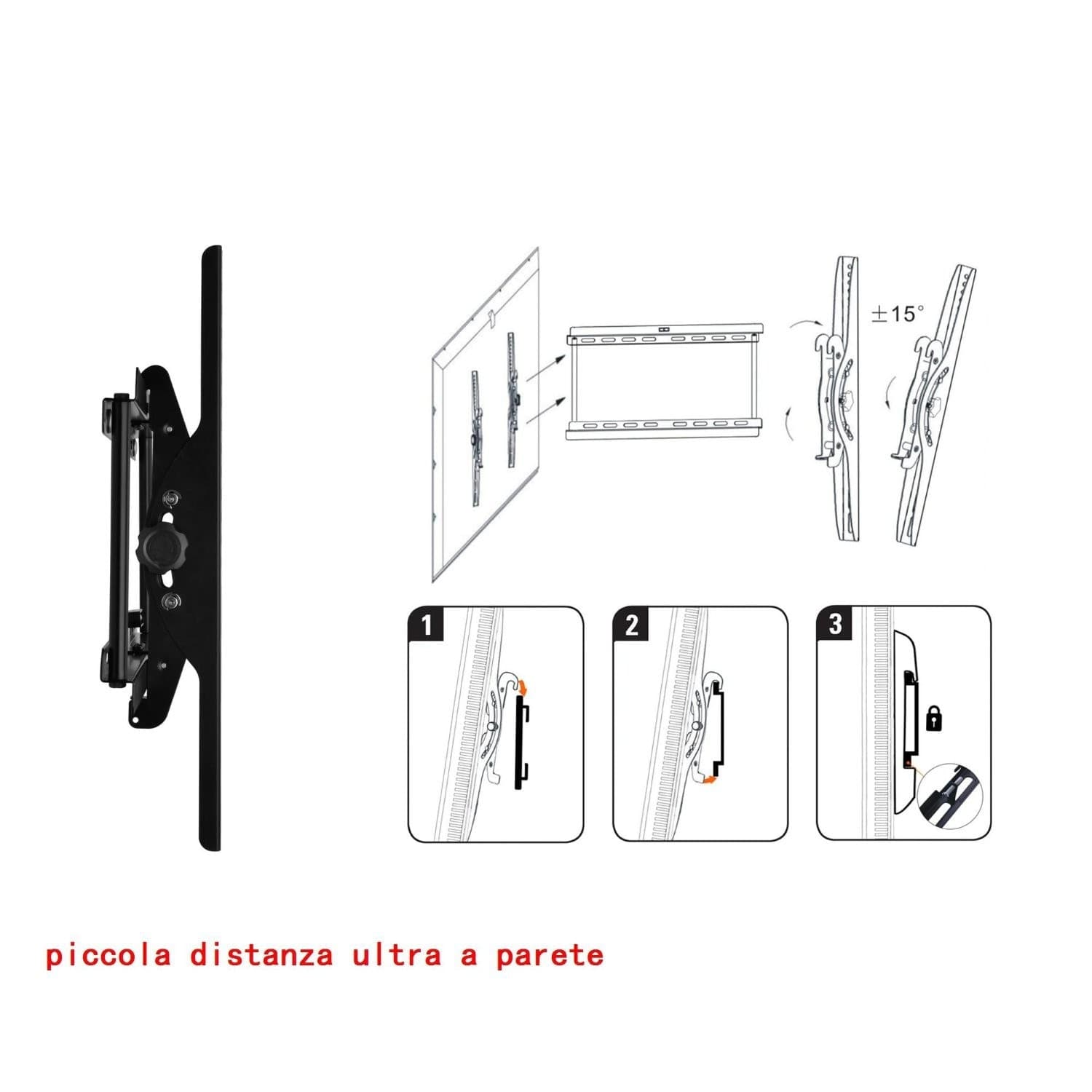 STAFFA TV FISSA SUPPORTO A PARETE PER TELEVISIONE TELEVISORE DA 23 A 42 POLLICI - 4