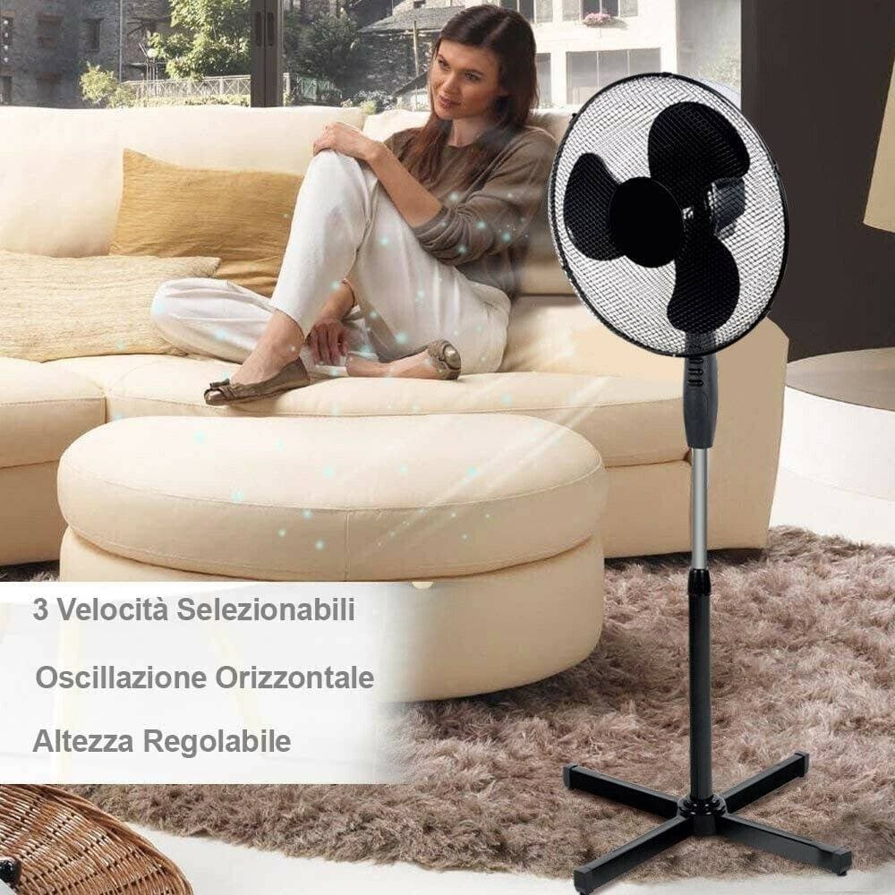 VENTILATORE A COLONNA PIANTANA 45W PALE 40CM 3 VELOCITÀ ALTEZZA REGOLABILE NERO - 2