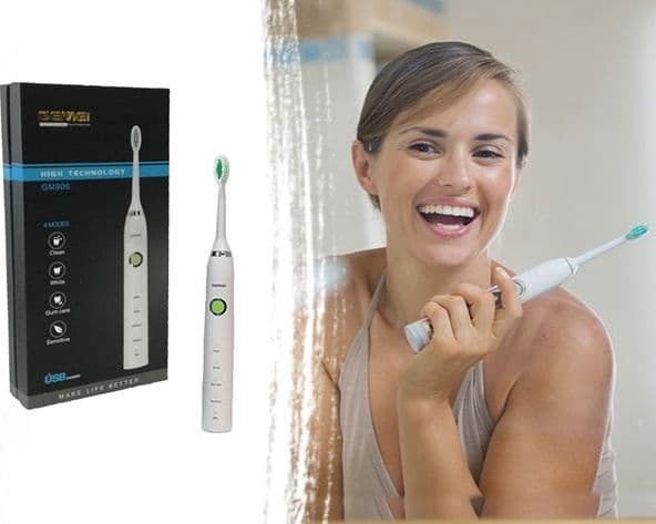 SPAZZOLINO ELETTRICO RICARICABILE PROFESSIONALE CON 2 TESTINE GEMEI GM-906 - 4