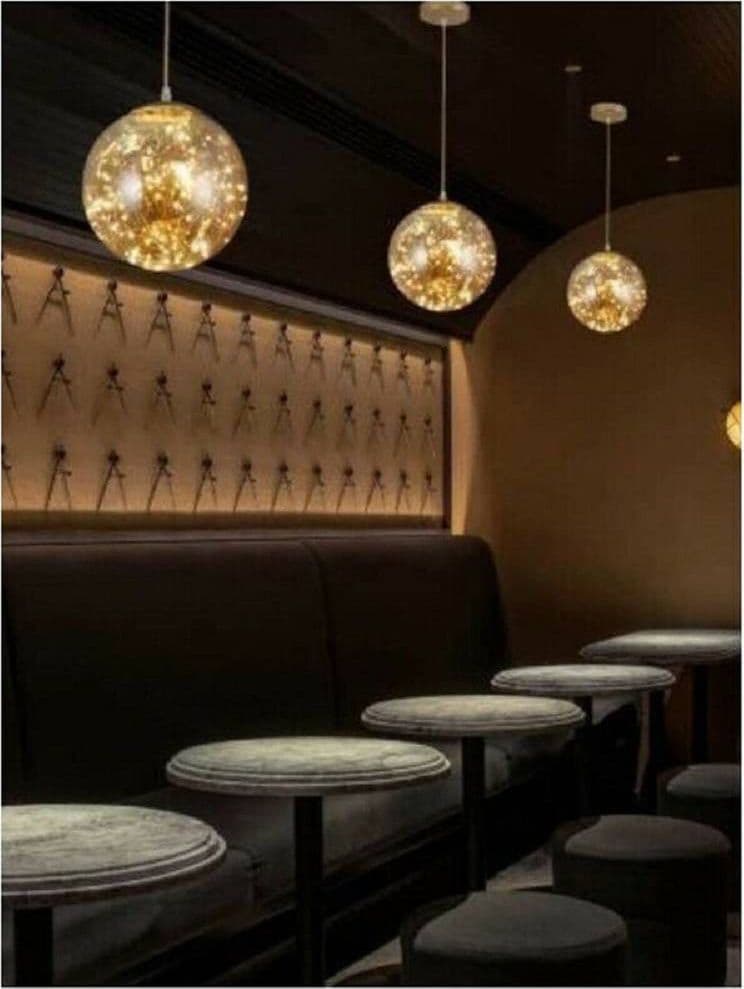 LAMPADARIO LED 10W SFERA EFFETTO CIELO STELLATO IN VETRO A LUCE 7500K 3000K A47 - 4