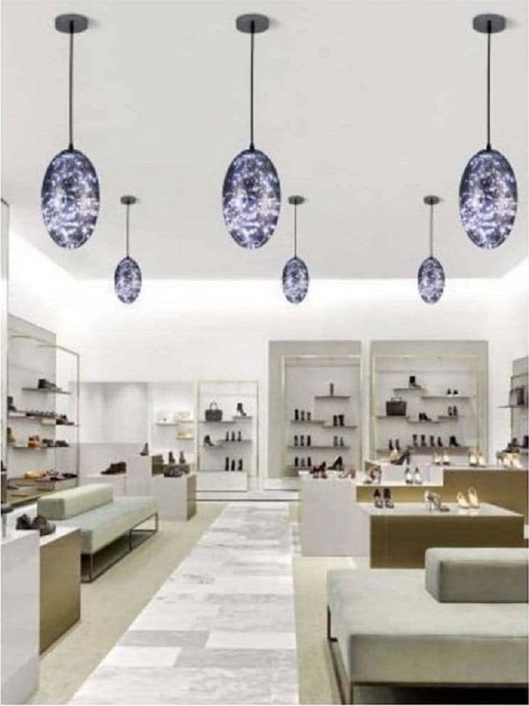 LAMPADARIO IN VETRO A LED OVALE EFFETTO CIELO STELLATO 12W LUCE FREDDA CALDA A46 - 4