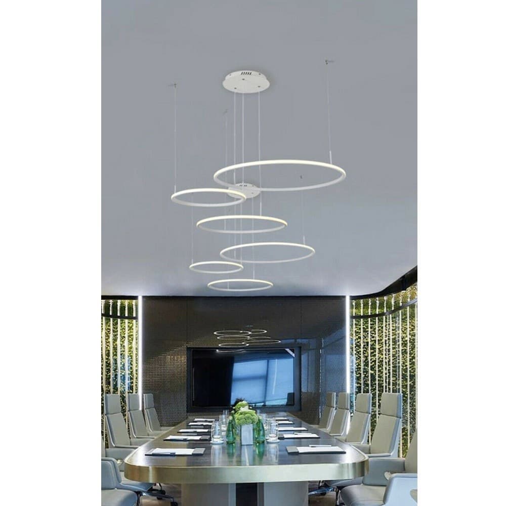 LAMPADARIO LED A SOSPENSIONE MODERNO CON 3 ANELLI 52 W LUCE 6500K 4000K 3000K A16 - 7
