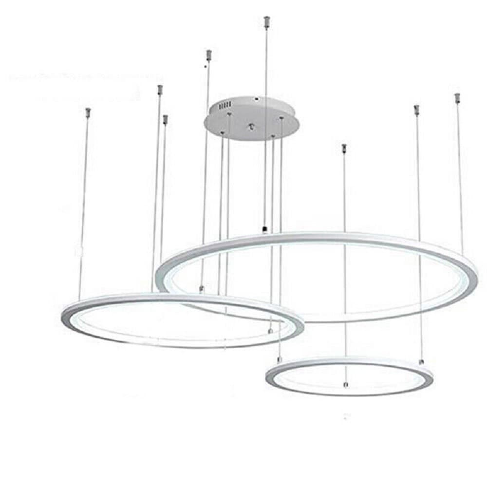 LAMPADARIO LED A SOSPENSIONE MODERNO CON 3 ANELLI 52 W LUCE 6500K 4000K 3000K A16 - 6