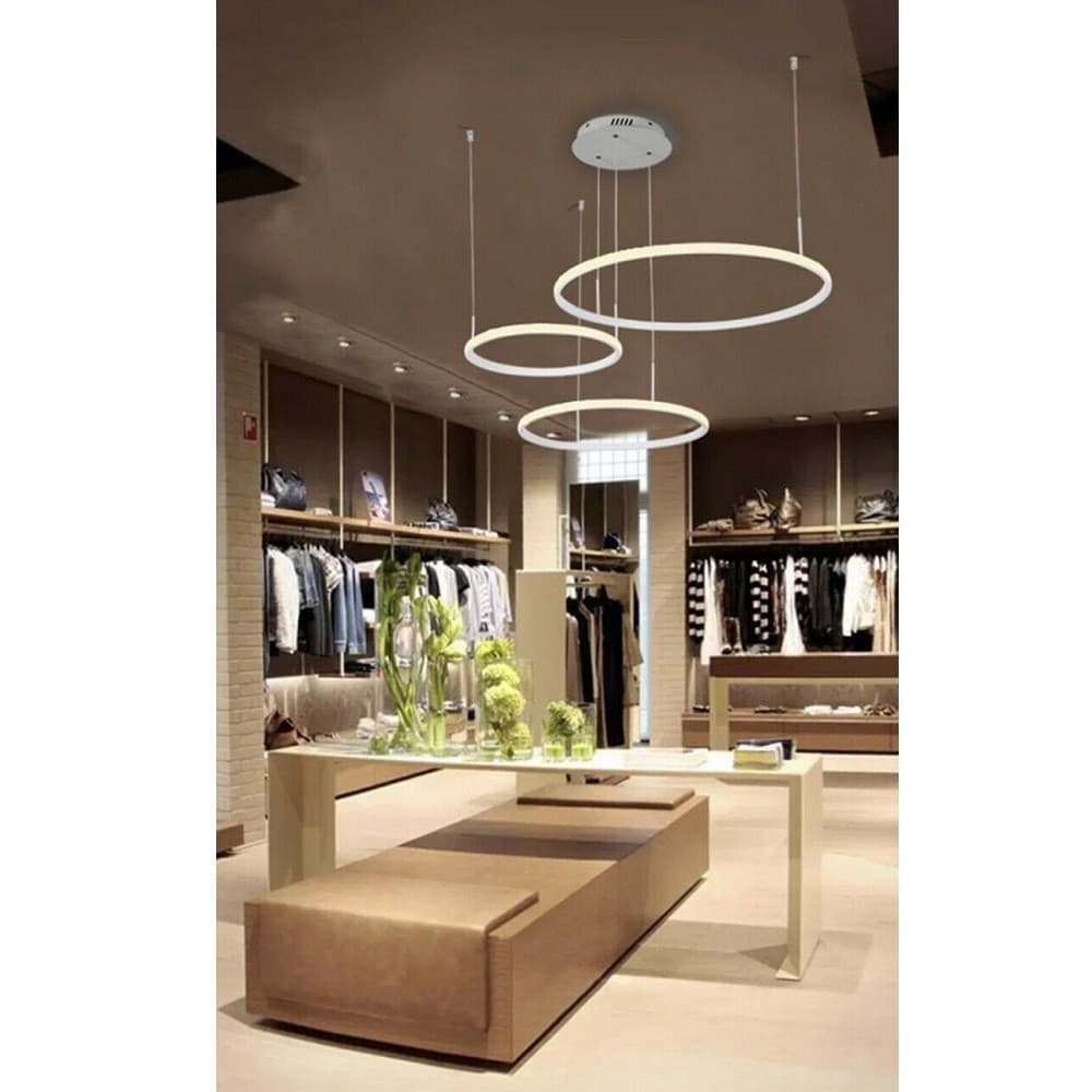 LAMPADARIO LED A SOSPENSIONE MODERNO CON 3 ANELLI 52 W LUCE 6500K 4000K 3000K A16 - 5