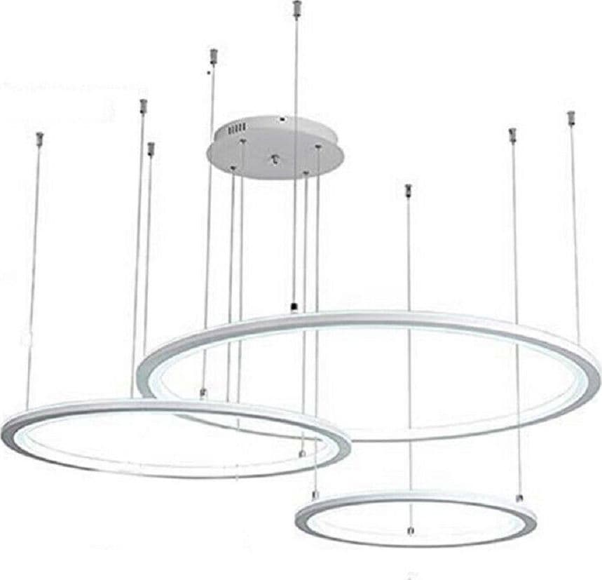 LAMPADARIO LED A SOSPENSIONE MODERNO CON 3 ANELLI 52 W LUCE 6500K 4000K 3000K A16 - 2
