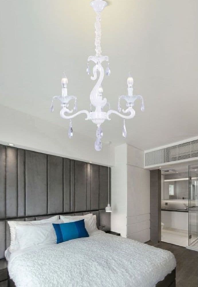 LAMPADARIO SOFFITTO CLASSICO 3 BRACCI E14 VETRO CRISTALLO GOCCE PENDENTI A15-3 - 2