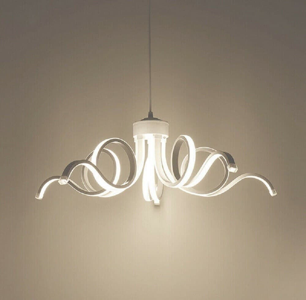 LAMPADARIO SOFFITTO LED 50W MODERNO LAMPADA CURVA LUCE NATURALE CALDA FREDDA B17 - 2