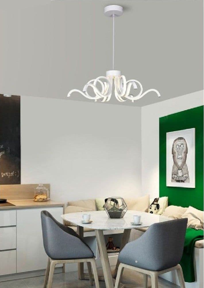 LAMPADARIO SOFFITTO LED 50W MODERNO LAMPADA CURVA LUCE NATURALE CALDA FREDDA B17 - 4