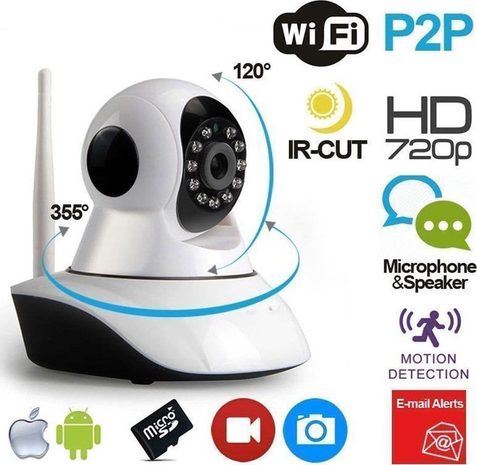 IP CAMERA TELECAMERA 355° HD WIRELESS WIFI NO DNS MOTION SD VIDEOSORVEGLIANZA - 2