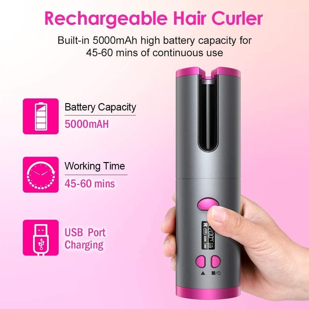 ARRICCIACAPELLI AUTOMATICO WIRELESS RICARICABILE FERRO USB RICCI ONDE POWER BANK - 3