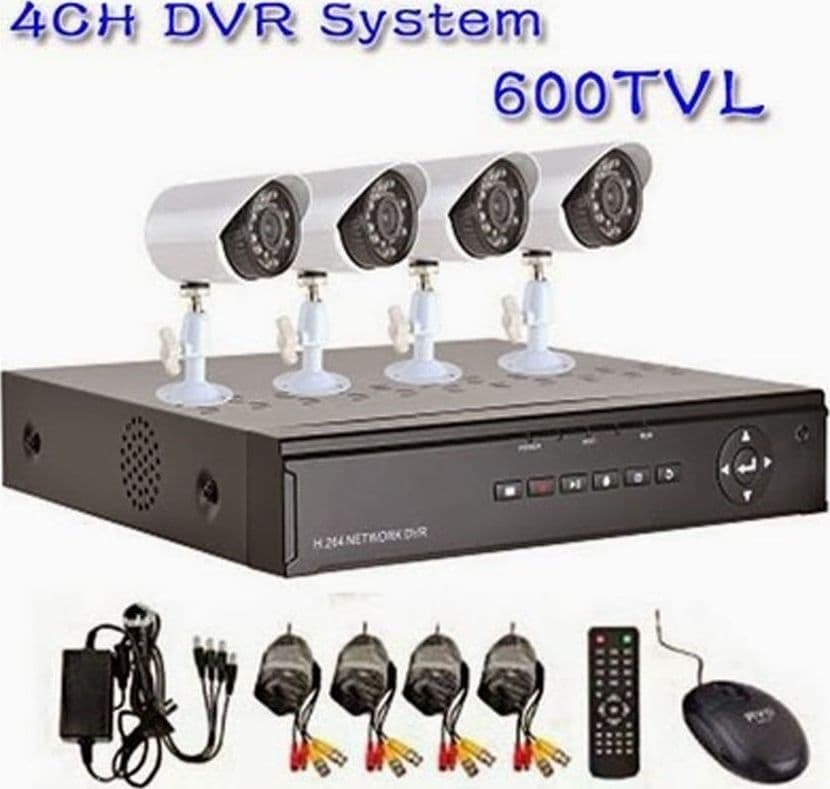DVR 4 CANALI + 4 TELECAMERE INFRAROSSI LED KIT VIDEOSORVEGLIANZA DA CELLULARE