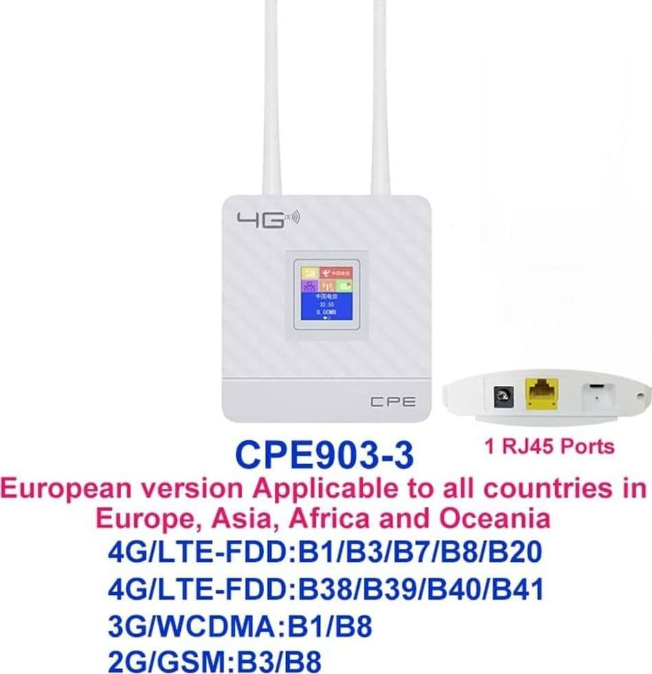MODEM ROUTER PER SIM 4G LTE WIFI HOTSPOT DOPPIA ANTENNA PORTA LAN UNIVERSALE CPE - 12