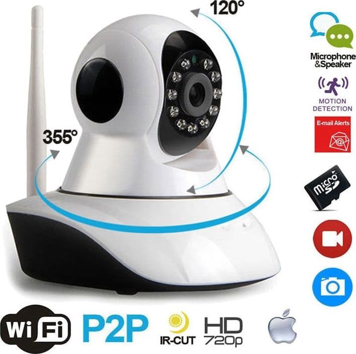 TELECAMERA IP CAMERA HD 720P WIRELESS LED IR LAN MOTORIZZATA WIFI RETE INTERNET - 7