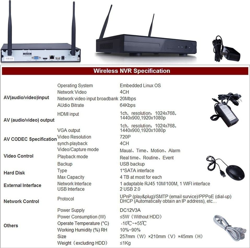 4CH CANALI Wifi DVR NVR KIT Wifi IP Camera Segnale 300 Metri CON 4 TELECAMERE - 2