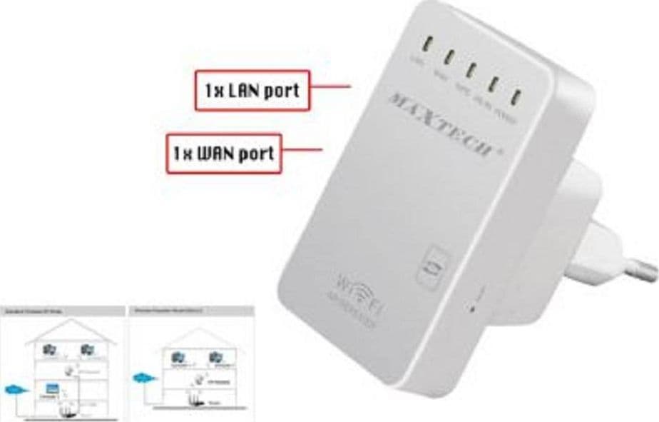 RIPETITORE SEGNALE WIRELESS WIFI AMPLIFICATORE RANGE EXTENDER LAN MAXTECH LV-WR02 - 2