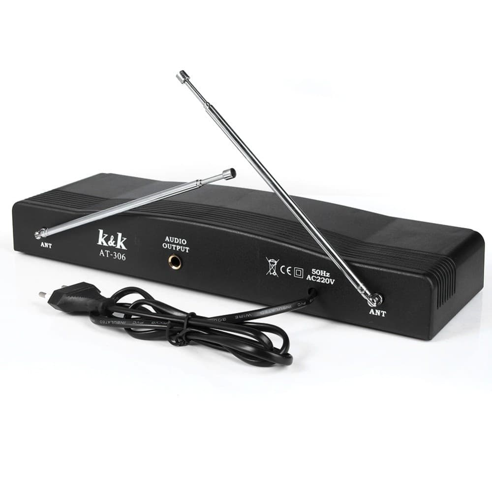 KIT COPPIA MICROFONI PROFESSIONALI WIRELESS CON CENTRALINA VHF BICANALI AT-306 - 3