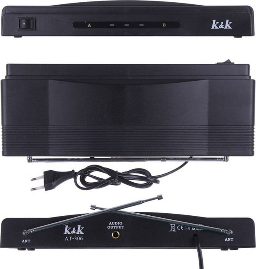 KIT COPPIA MICROFONI PROFESSIONALI WIRELESS CON CENTRALINA VHF BICANALI AT-306 - 4